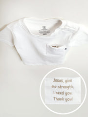 Holy Pals T-Shirt White Prayer Pocket Short Sleeve T-Shirt Cotton