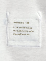 Holy Pals T-Shirt White Prayer Pocket Short Sleeve T-Shirt Cotton