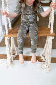 Holy Pals Two Piece Armor of God Green PJ Short Sleeve & Pants Set Bamboo