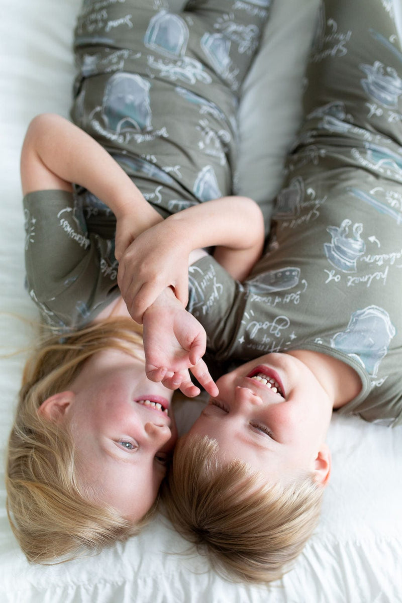 Holy Pals Two Piece Armor of God Green PJ Short Sleeve & Pants Set Bamboo