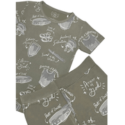 Holy Pals Two Piece Armor of God Green PJ Short Sleeve & Pants Set Bamboo