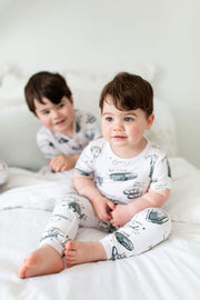 Holy Pals Two Piece Armor of God White PJ Short Sleeve & Pants Set Bamboo