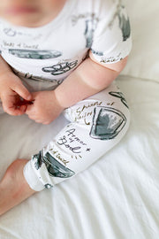 Holy Pals Two Piece Armor of God White PJ Short Sleeve & Pants Set Bamboo