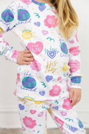 Holy Pals Two Piece For God So Loved The World PJ Long Sleeve Set Cotton