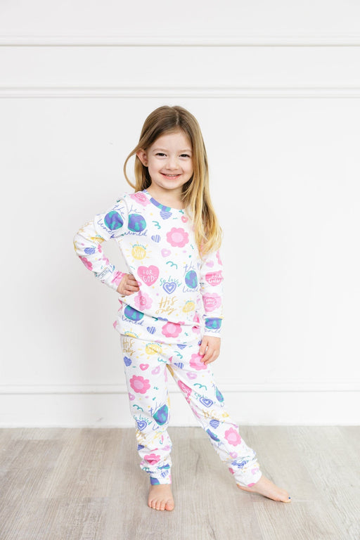 Holy Pals Two Piece For God So Loved The World PJ Long Sleeve Set Cotton
