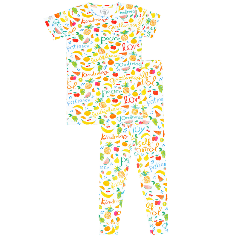 Holy Pals Two Piece Fruit of the Spirit PJ Short Sleeve & Pants Set Bamboo