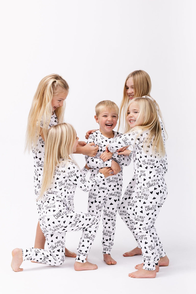 Holy Pals Two Piece He First Loved Us PJ Long Sleeve Set Cotton