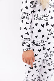 Holy Pals Two Piece He First Loved Us PJ Long Sleeve Set Cotton