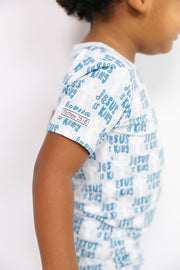 Holy Pals Two Piece Jesus Is King Blue PJ Shorts Set Bamboo