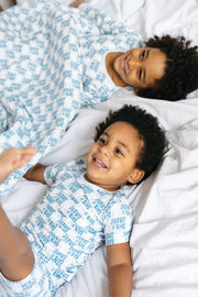 Holy Pals Two Piece Jesus Is King Blue PJ Shorts Set Bamboo