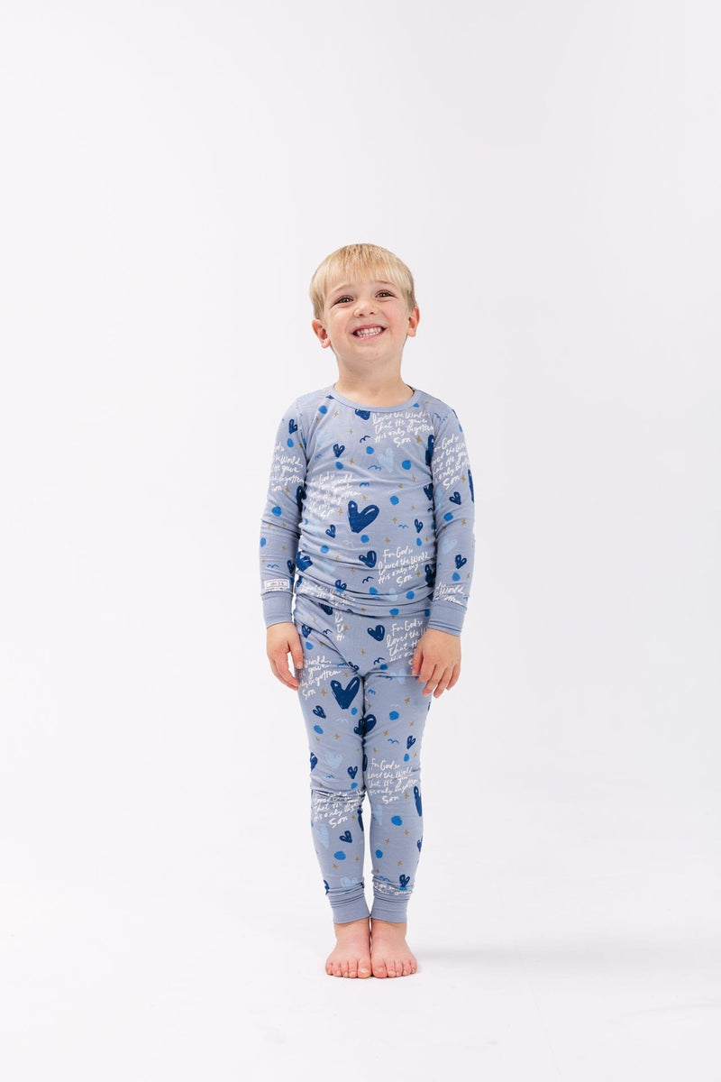 Holy Pals Two Piece John 3:16 Blue Long Sleeve Set Bamboo