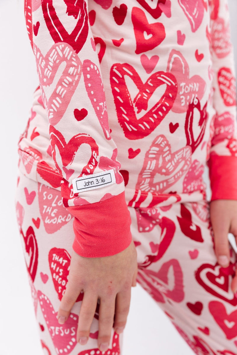 Holy Pals Two Piece John 3:16 Pink Long Sleeve Set Bamboo