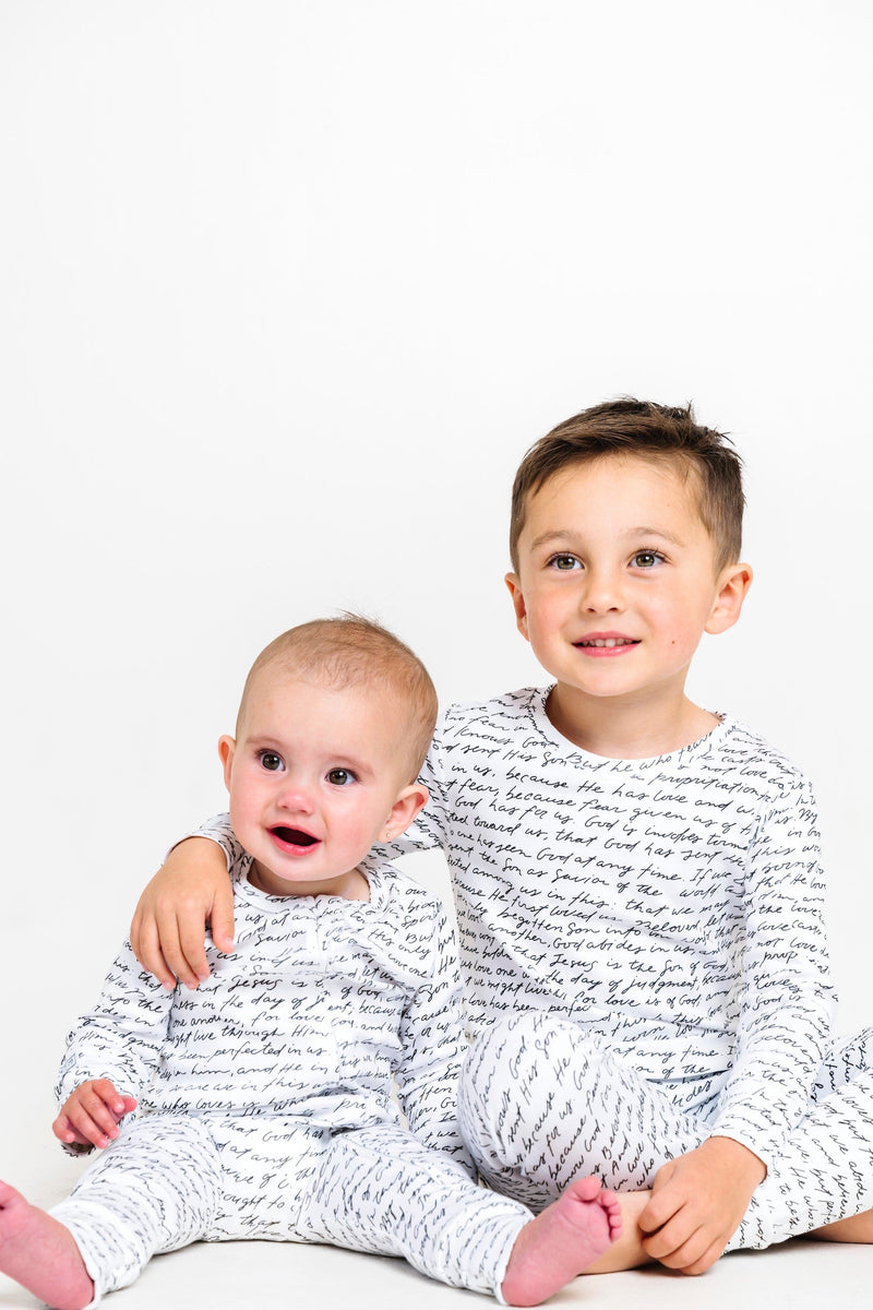 Holy Pals Two Piece Love One Another PJ Long Sleeve Set Cotton