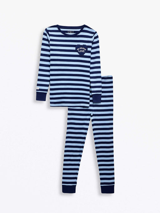 Holy Pals Two Piece No Greater Love Blue PJ Long Sleeve Set Cotton