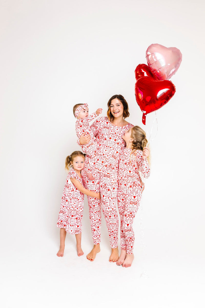 Holy Pals Two Piece No Greater Love Pink PJ Long Sleeve Set Bamboo