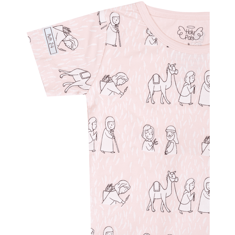 Holy Pals Two Piece Ruth & Naomi PJ Short Sleeve & Pants Set Bamboo