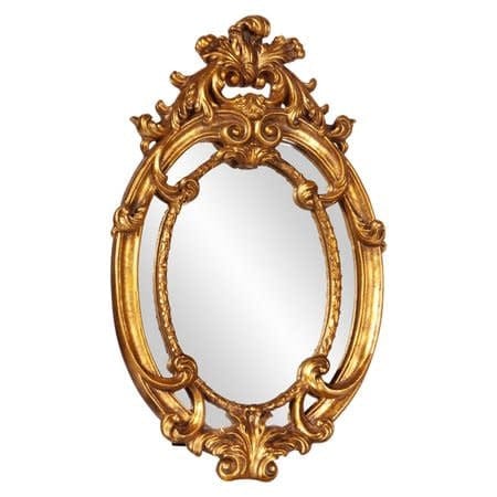 HOWARD ELLIOTT Gold Leaf Baroque Oval Mirror