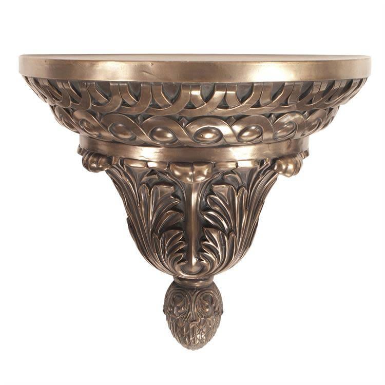 HOWARD ELLIOTT Ornate Rounded Wall Shelf with Bronze Finish