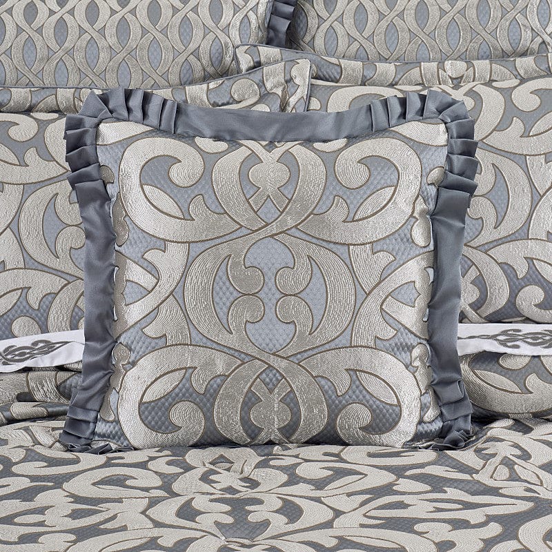 J. Queen New York Decorative Coordinate Pillows Barocco 20" Square Embellished Decorative Throw Pillow