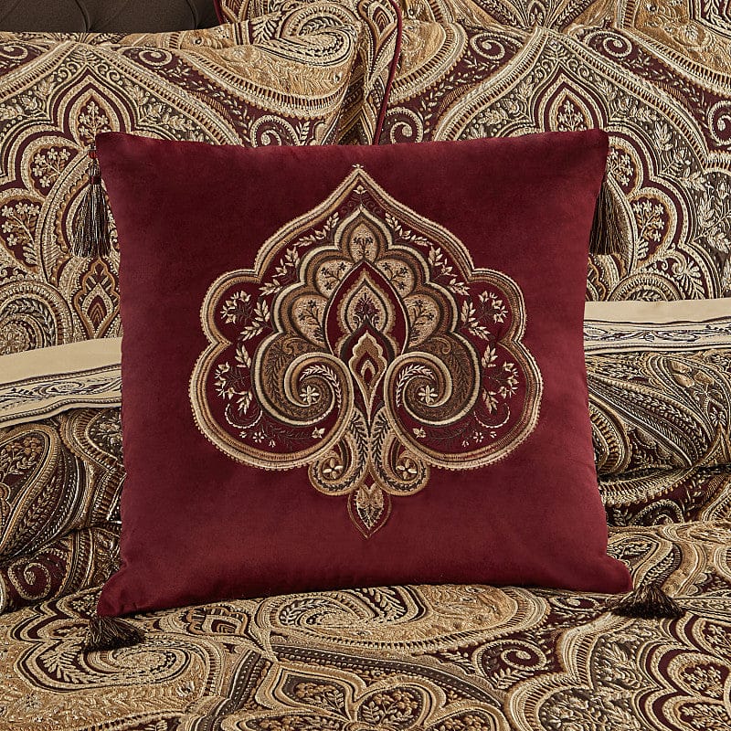 J. Queen New York Decorative Coordinate Pillows Bordeaux 18" Square Embellished Decorative Throw Pillow