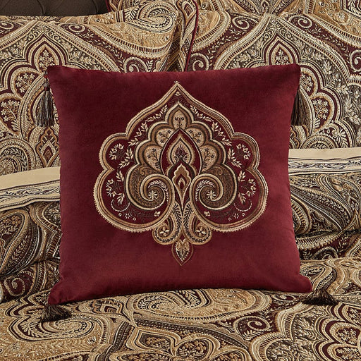 J. Queen New York Decorative Coordinate Pillows Bordeaux 18" Square Embellished Decorative Throw Pillow
