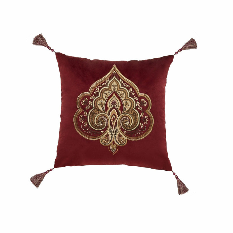 J. Queen New York Decorative Coordinate Pillows Bordeaux 18" Square Embellished Decorative Throw Pillow