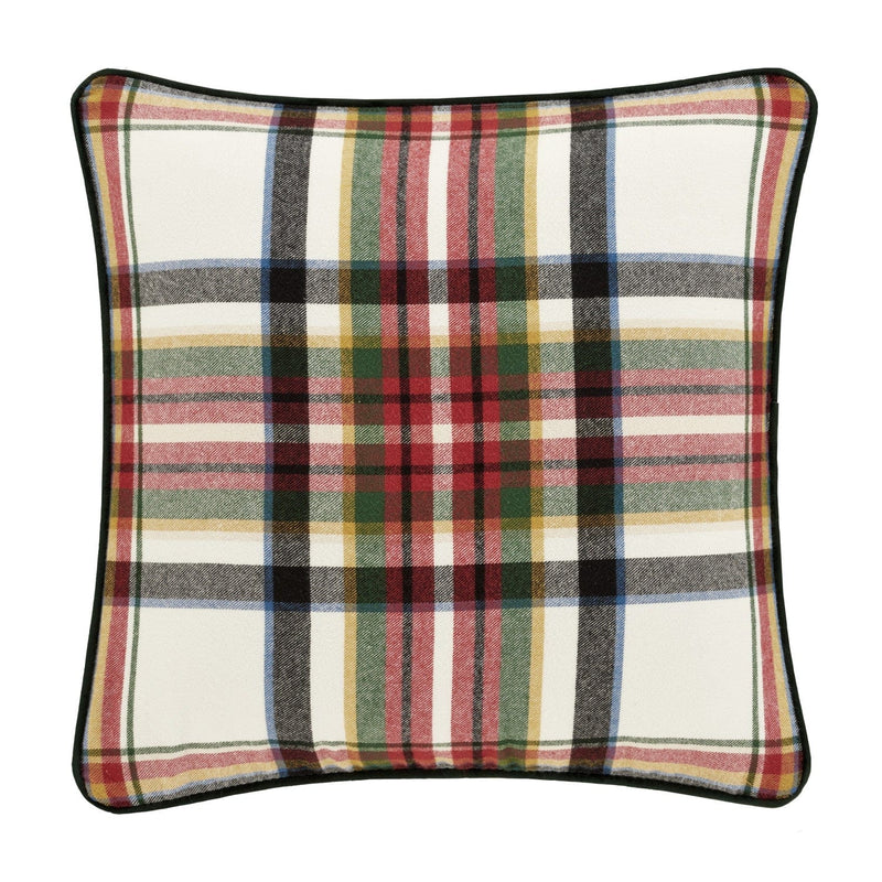 J. Queen New York Decorative Coordinate Pillows Christopher Plaid 20" Square Decorative Throw Pillow