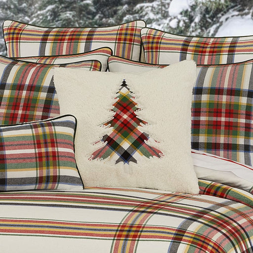 J. Queen New York Decorative Coordinate Pillows Christopher Plaid 20" Square Embellished Decorative Throw Pillow