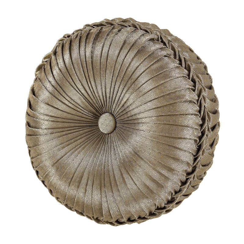 J. Queen New York Decorative Coordinate Pillows Glimmerstone Tufted Round Decorative Throw Pillow
