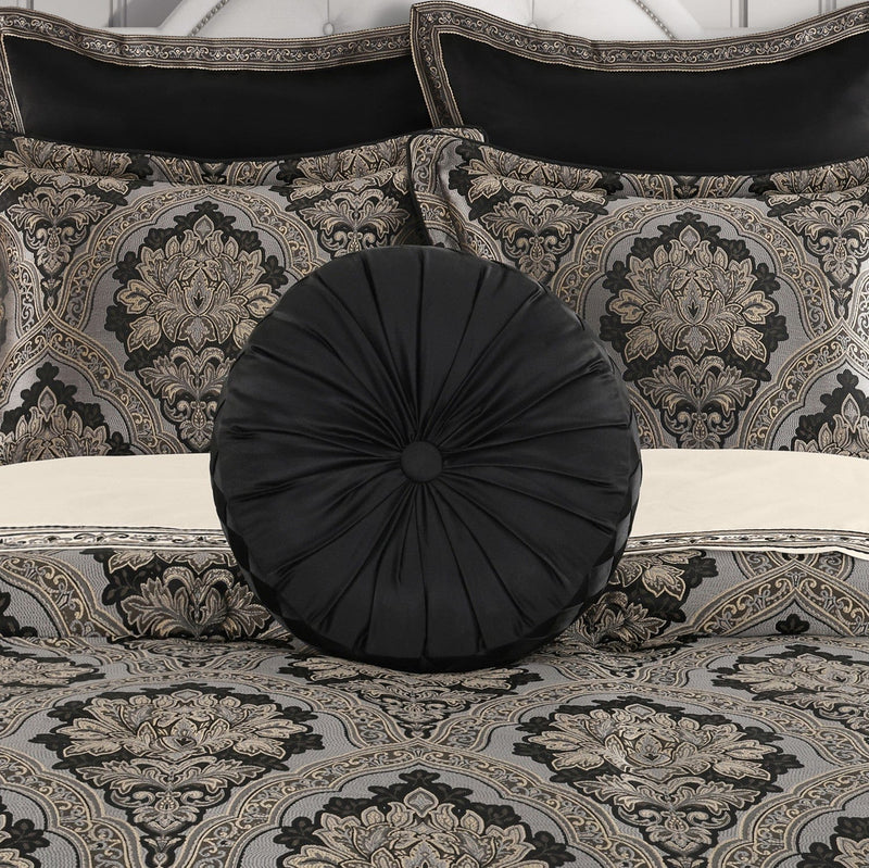 J. Queen New York Decorative Coordinate Pillows Harriman Tufted Round Decorative Throw Pillow