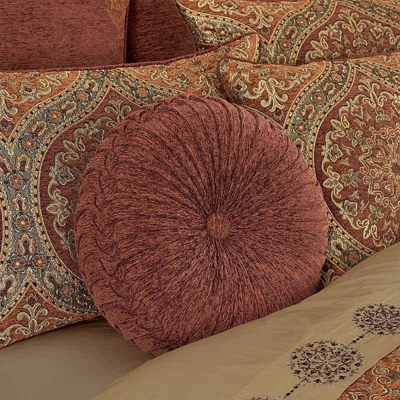 J. Queen New York Decorative Coordinate Pillows Harvest Moon Tufted Round Decorative Throw Pillow