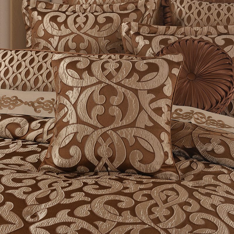 J. Queen New York Decorative Coordinate Pillows La Boheme Copper 20" Square Decorative Throw Pillow