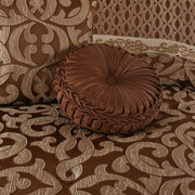 J. Queen New York Decorative Coordinate Pillows La Boheme Copper Tufted Round Decorative Throw Pillow