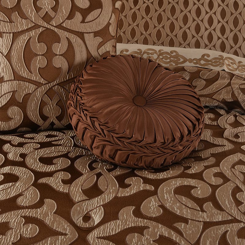 J. Queen New York Decorative Coordinate Pillows La Boheme Copper Tufted Round Decorative Throw Pillow