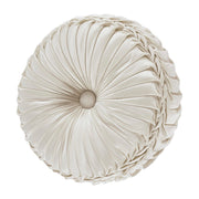J. Queen New York Decorative Coordinate Pillows La Boheme Ivory Tufted Round Decorative Throw Pillow