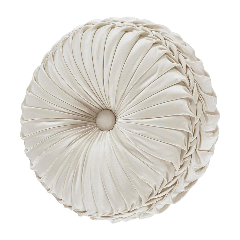 J. Queen New York Decorative Coordinate Pillows La Boheme Ivory Tufted Round Decorative Throw Pillow