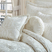J. Queen New York Decorative Coordinate Pillows La Boheme Ivory Tufted Round Decorative Throw Pillow