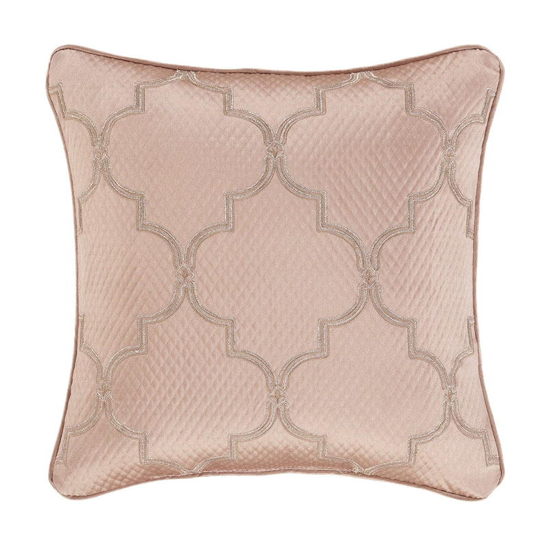 J. Queen New York Decorative Coordinate Pillows Rosewater 18" Square Embellished Decorative Throw Pillow