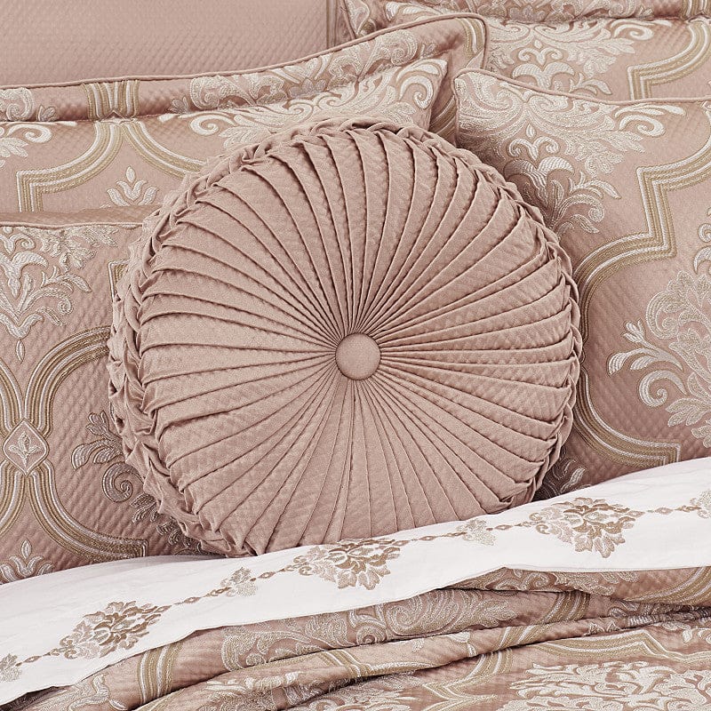 J. Queen New York Decorative Coordinate Pillows Rosewater Tufted Round Decorative Throw Pillow