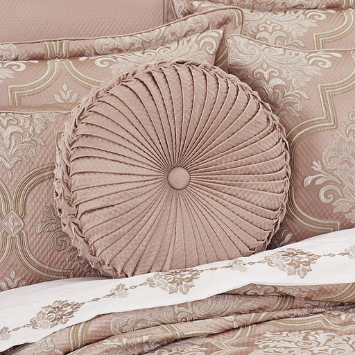 J. Queen New York Decorative Coordinate Pillows Rosewater Tufted Round Decorative Throw Pillow