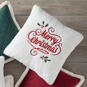 J. Queen New York Freestanding Decorative Pillow Merry Christmas Holly Pillow 20" Square Decorative Throw Pillow