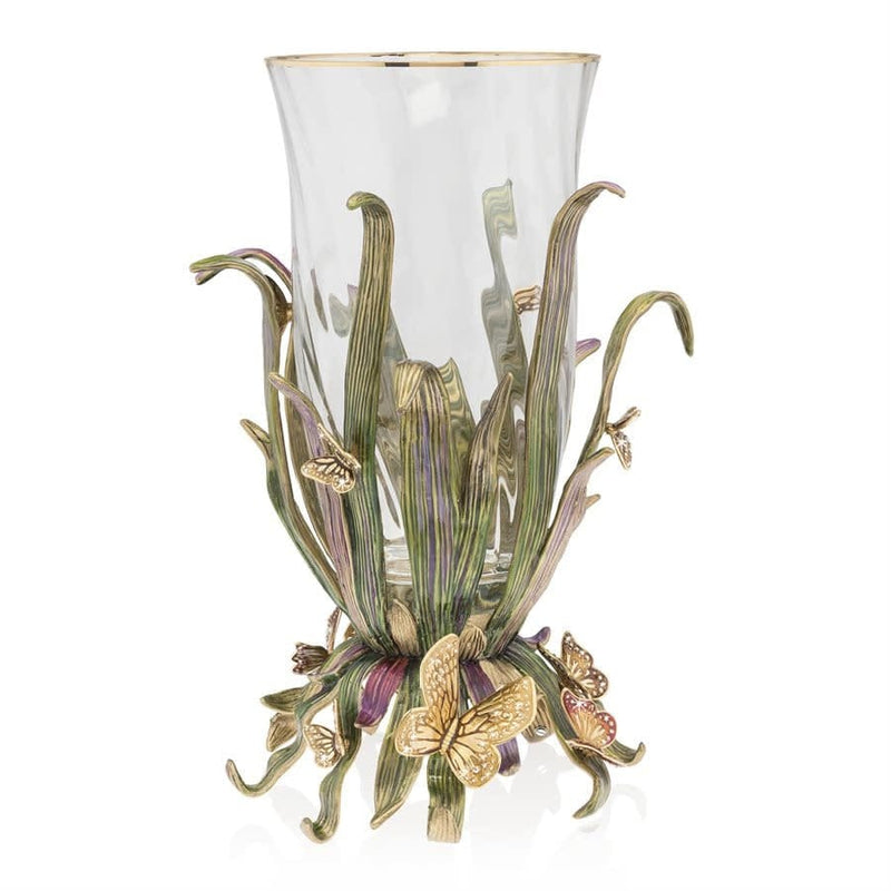 Jay Strongwater Vases Elva Butterfly and Leaf Vase