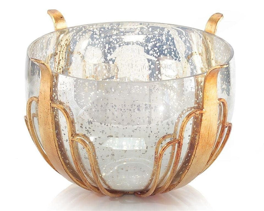 John Richard Accents Mercury Glass Bowl In Gold Casing