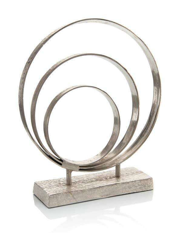 John Richard Accents Triple Ring Sculpture in Nickel Suede