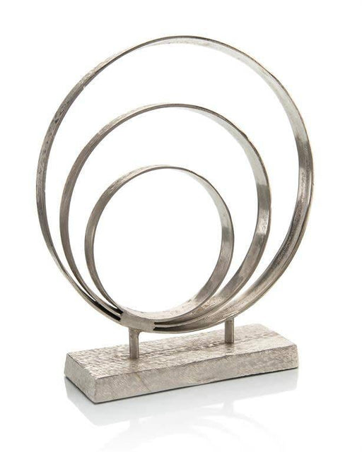 John Richard Accents Triple Ring Sculpture in Nickel Suede