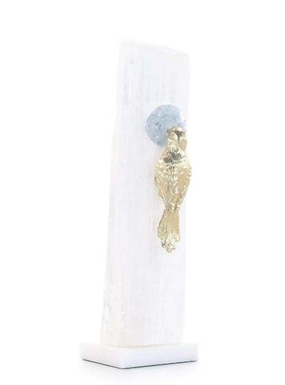 John Richard Decor & Accessories Brass Bird Sculpture on Selenite Roost I