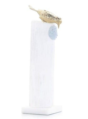 John Richard Decor & Accessories Brass Bird Sculpture on Selenite Roost II