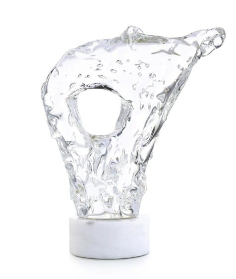 John Richard Decor & Accessories Glacial Wisp Sculpture on Marble Base, Large