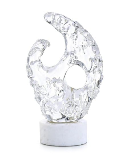 John Richard Decor & Accessories Glacial Wisp Sculpture on Marble Base, Small