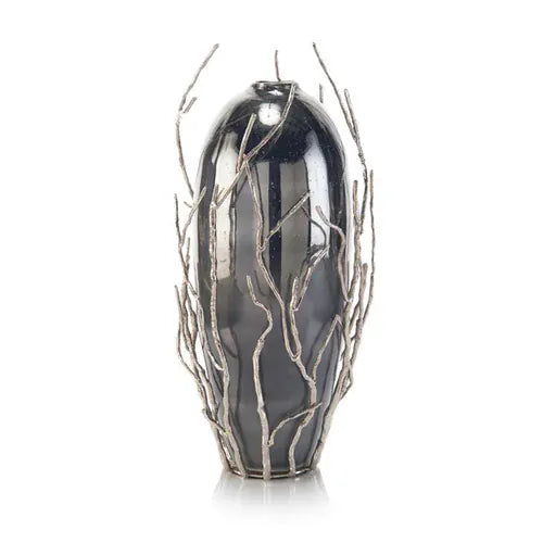 John Richard Decorative Vase Sapling-Encased Smoky Glass Jar